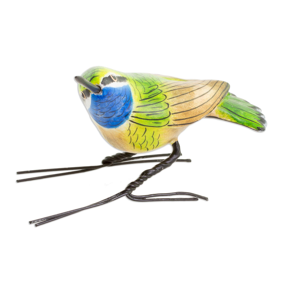 Handcrafted Blue-Throated Hummingbird Ceramic Figurine - Blue-Throated Hummingbird