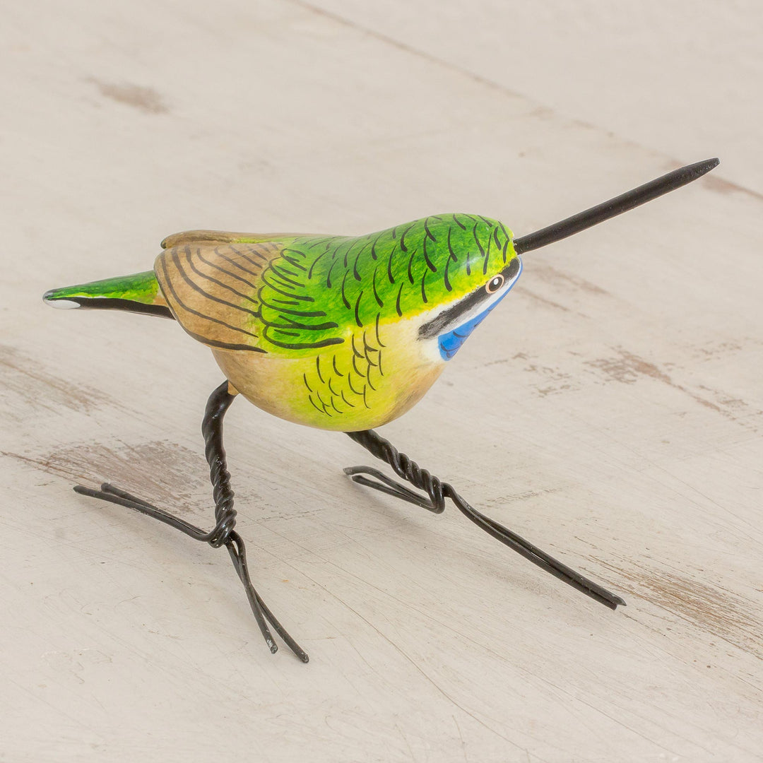 Handcrafted Blue-Throated Hummingbird Ceramic Figurine - Blue-Throated Hummingbird
