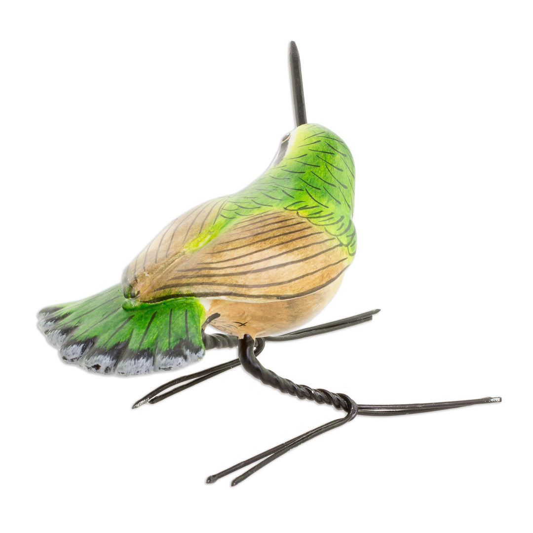 Handcrafted Blue-Throated Hummingbird Ceramic Figurine - Blue-Throated Hummingbird