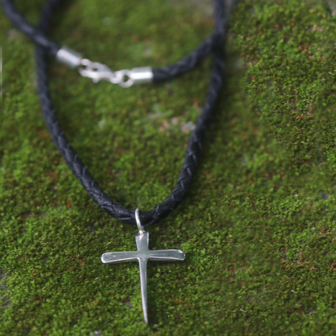 Men's Sterling Silver Cross Necklace - Holy Sacrifice