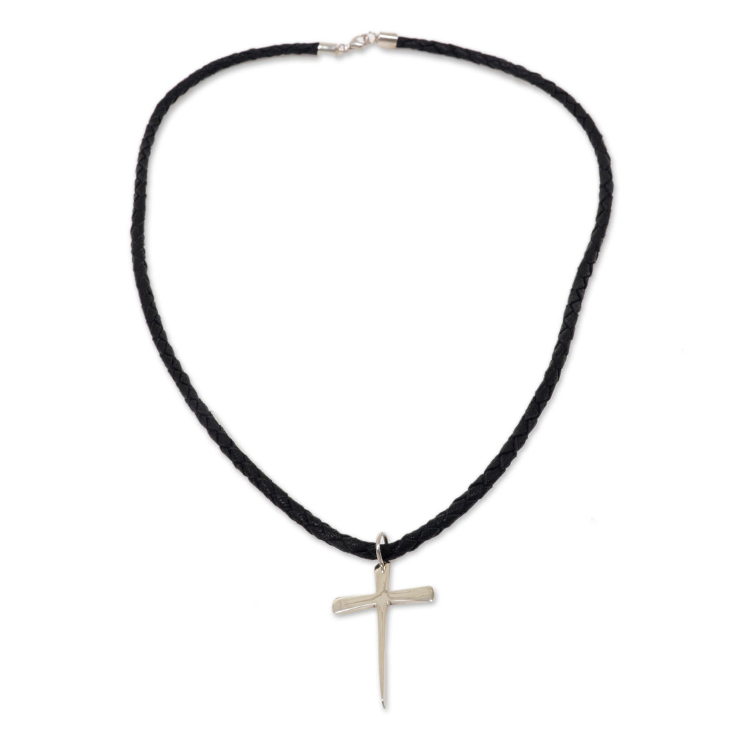 Men's Sterling Silver Cross Necklace - Holy Sacrifice