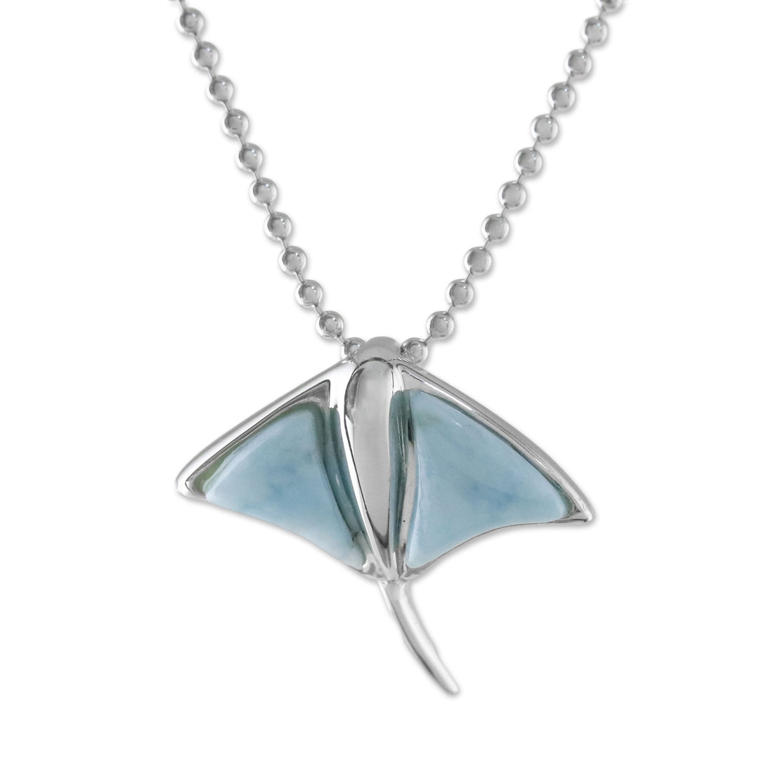 Larimar and Sterling Silver Stingray Pendant Necklace - Stingray