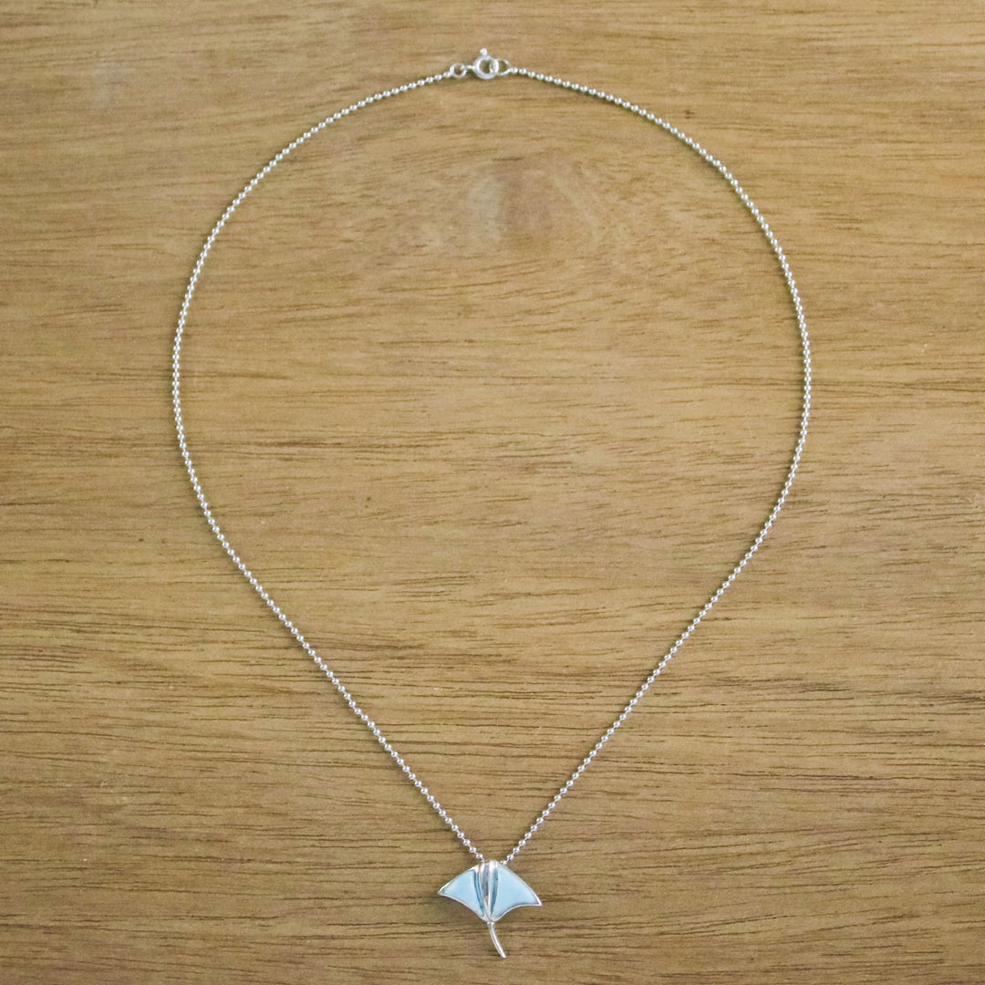 Larimar and Sterling Silver Stingray Pendant Necklace - Stingray