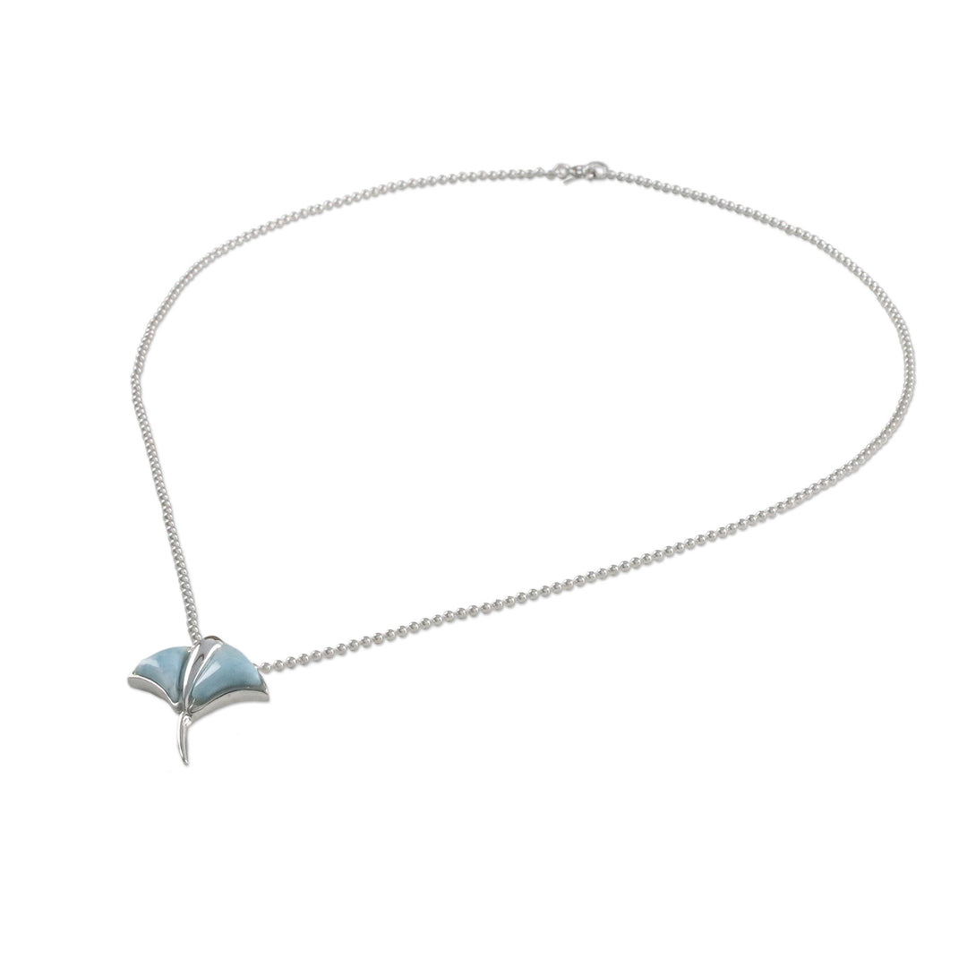 Larimar and Sterling Silver Stingray Pendant Necklace - Stingray