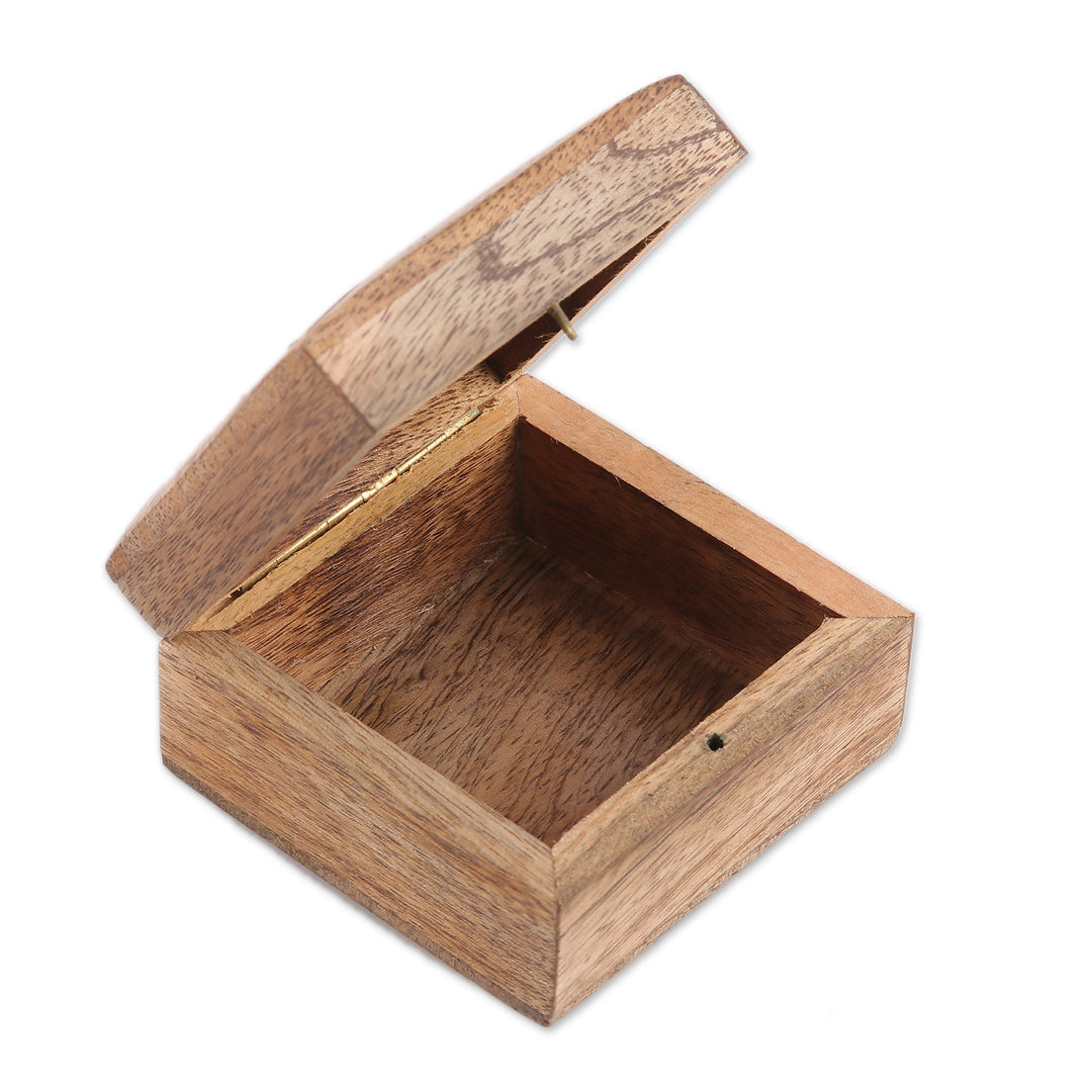 Mango Wood with Brass Dot Inlay Decorative Hinged-Lid Box - Refined Symmetry