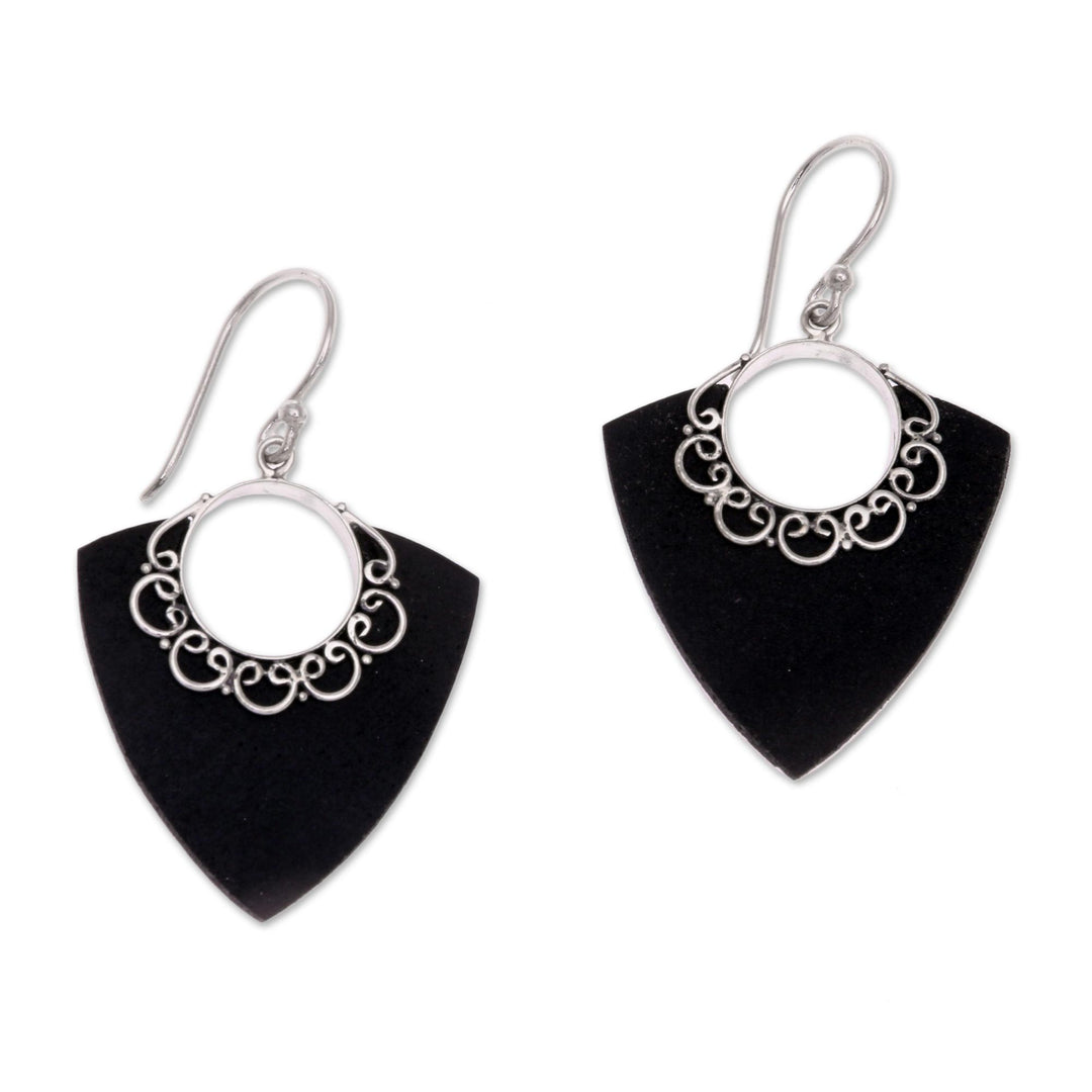 Shooting Arrows Sterling Silver Lava Stone Dangle Earrings - Shooting Arrows