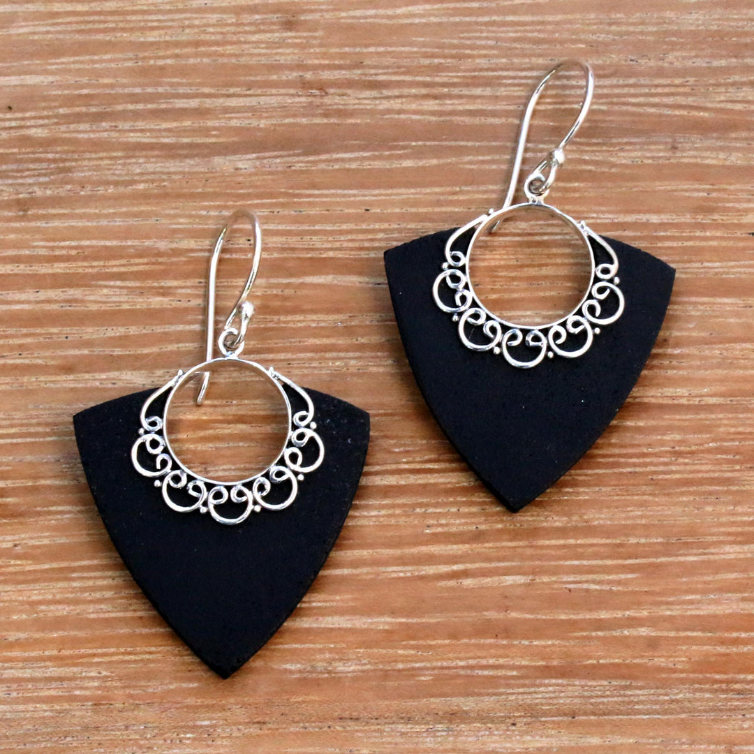 Shooting Arrows Sterling Silver Lava Stone Dangle Earrings - Shooting Arrows