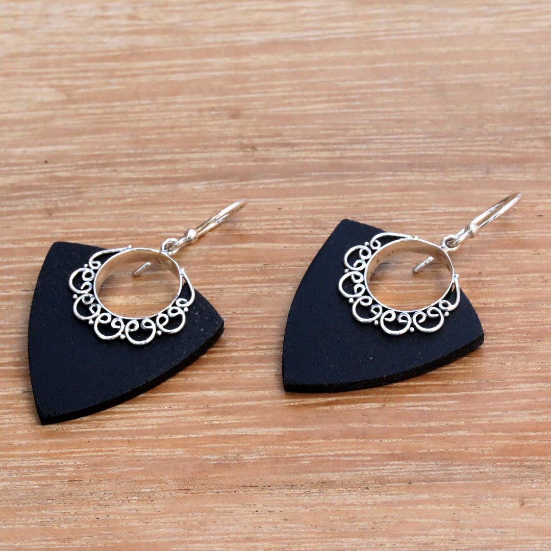 Shooting Arrows Sterling Silver Lava Stone Dangle Earrings - Shooting Arrows