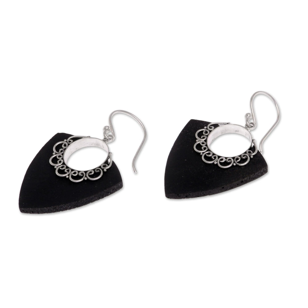 Shooting Arrows Sterling Silver Lava Stone Dangle Earrings - Shooting Arrows