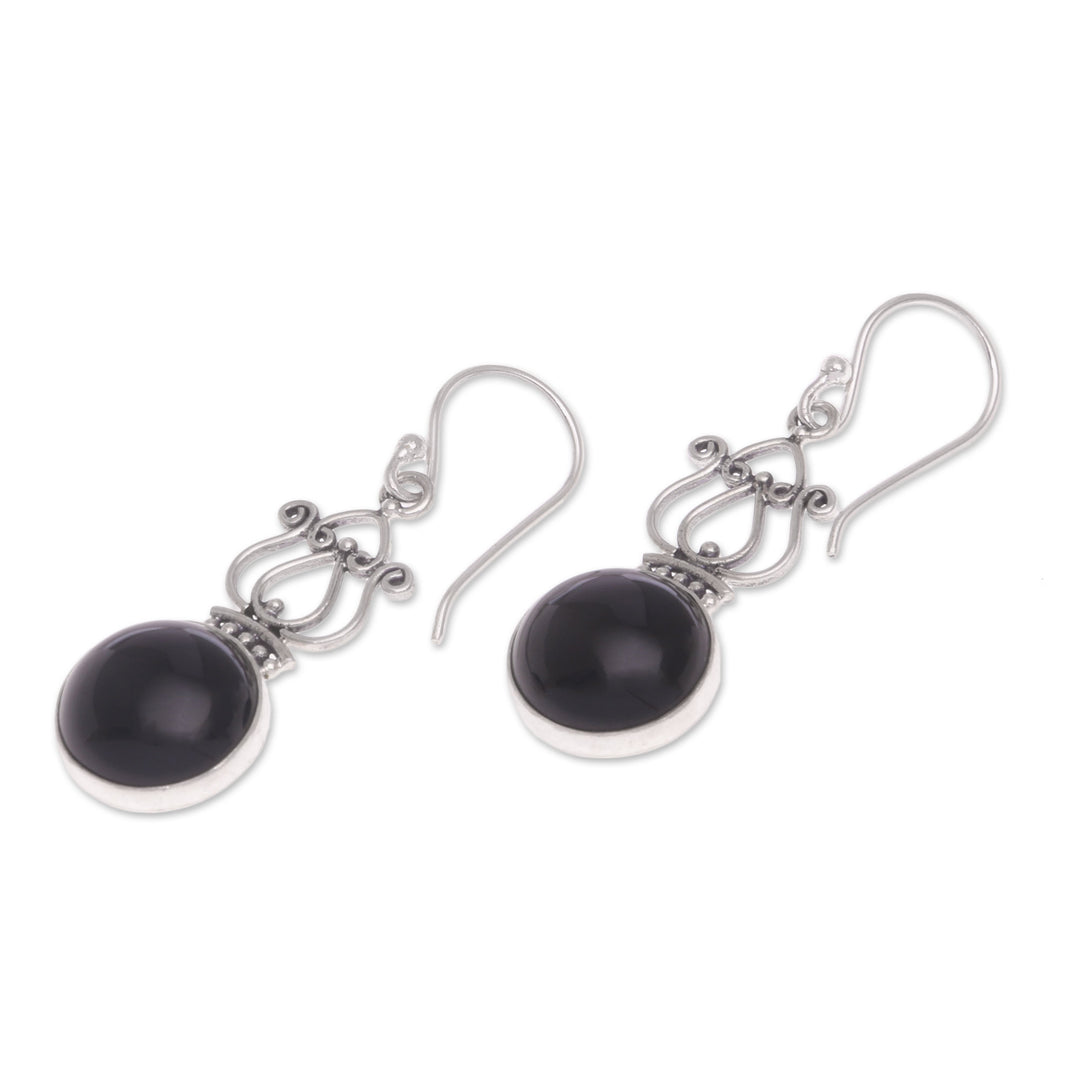 Handcrafted Onyx and Sterling Silver Dangle Earrings - Raven Queen