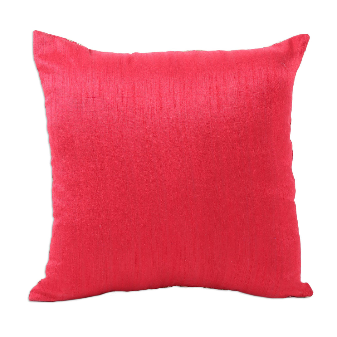 Red and Gold-Tone Chevron Motif Cushion Covers (Pair) - Elegant Chevron