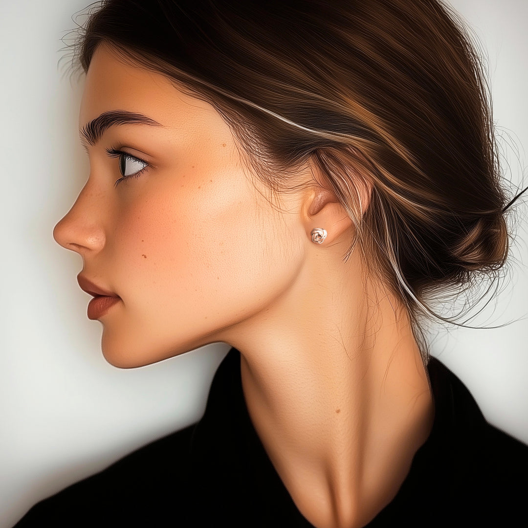 Knot Motif Sterling Silver Stud Earrings from Thailand - Sweet Knots