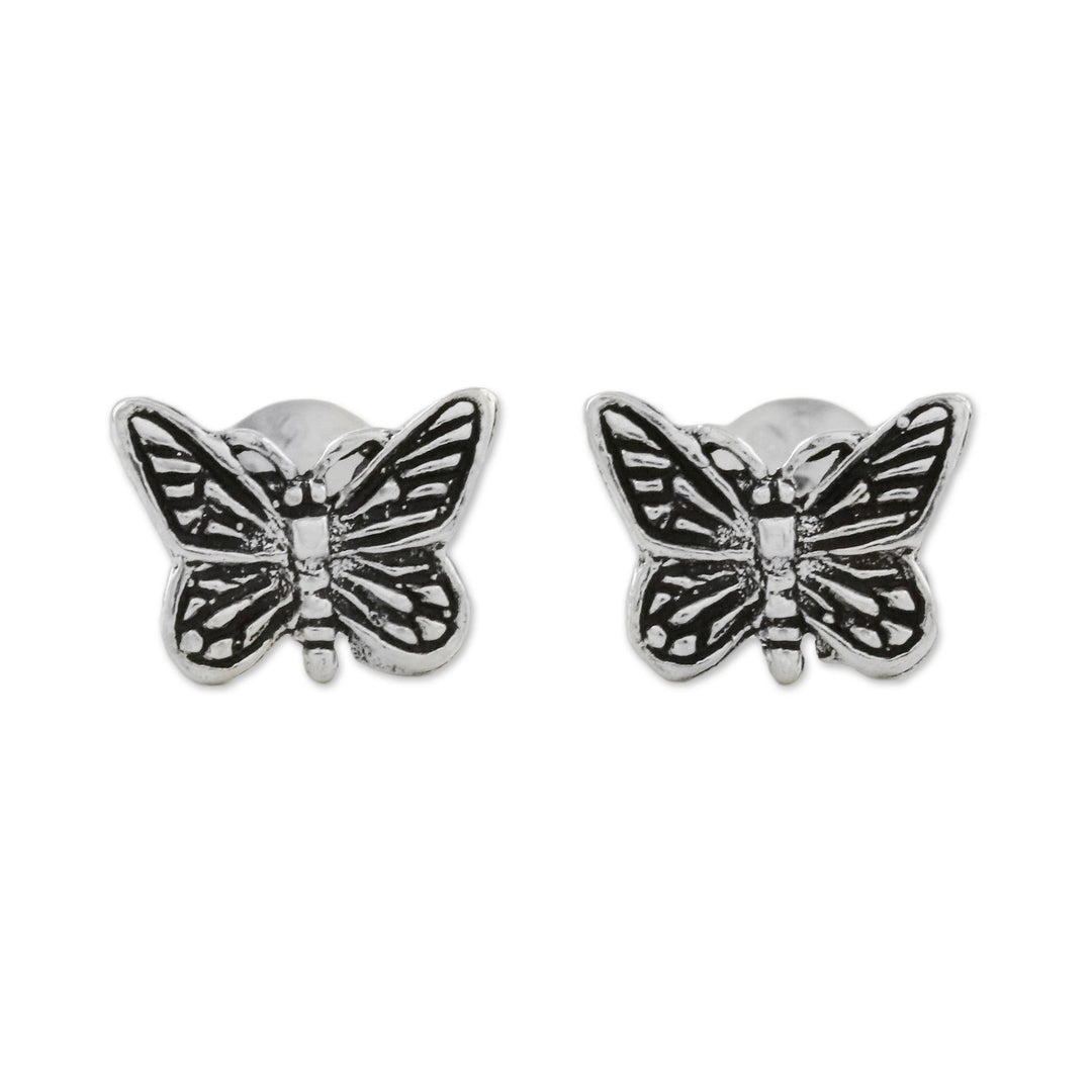Sterling Silver Butterfly Stud Earrings from Thailand - Prophetic Wings