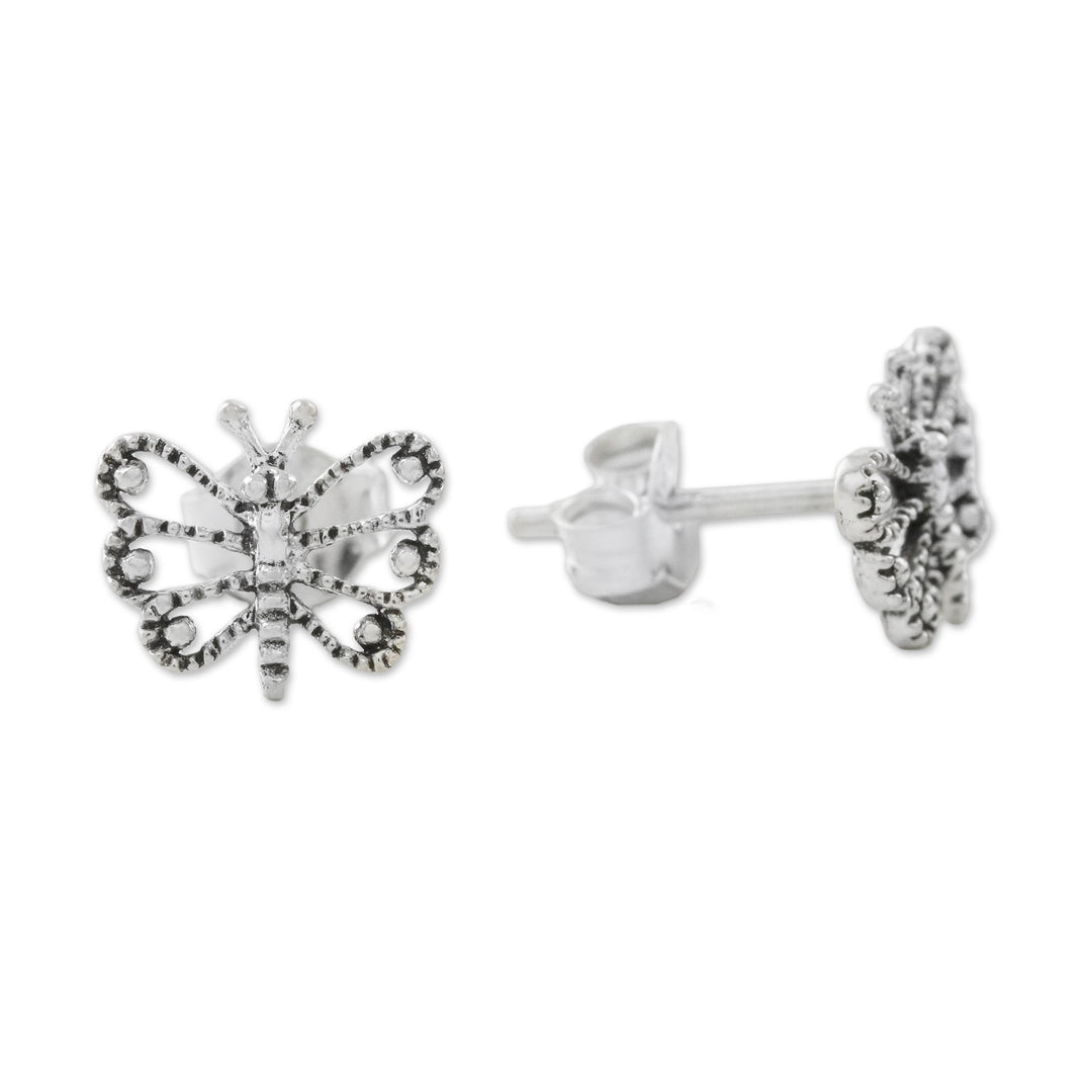 Openwork Butterfly Sterling Silver Stud Earrings - Dotted Butterflies