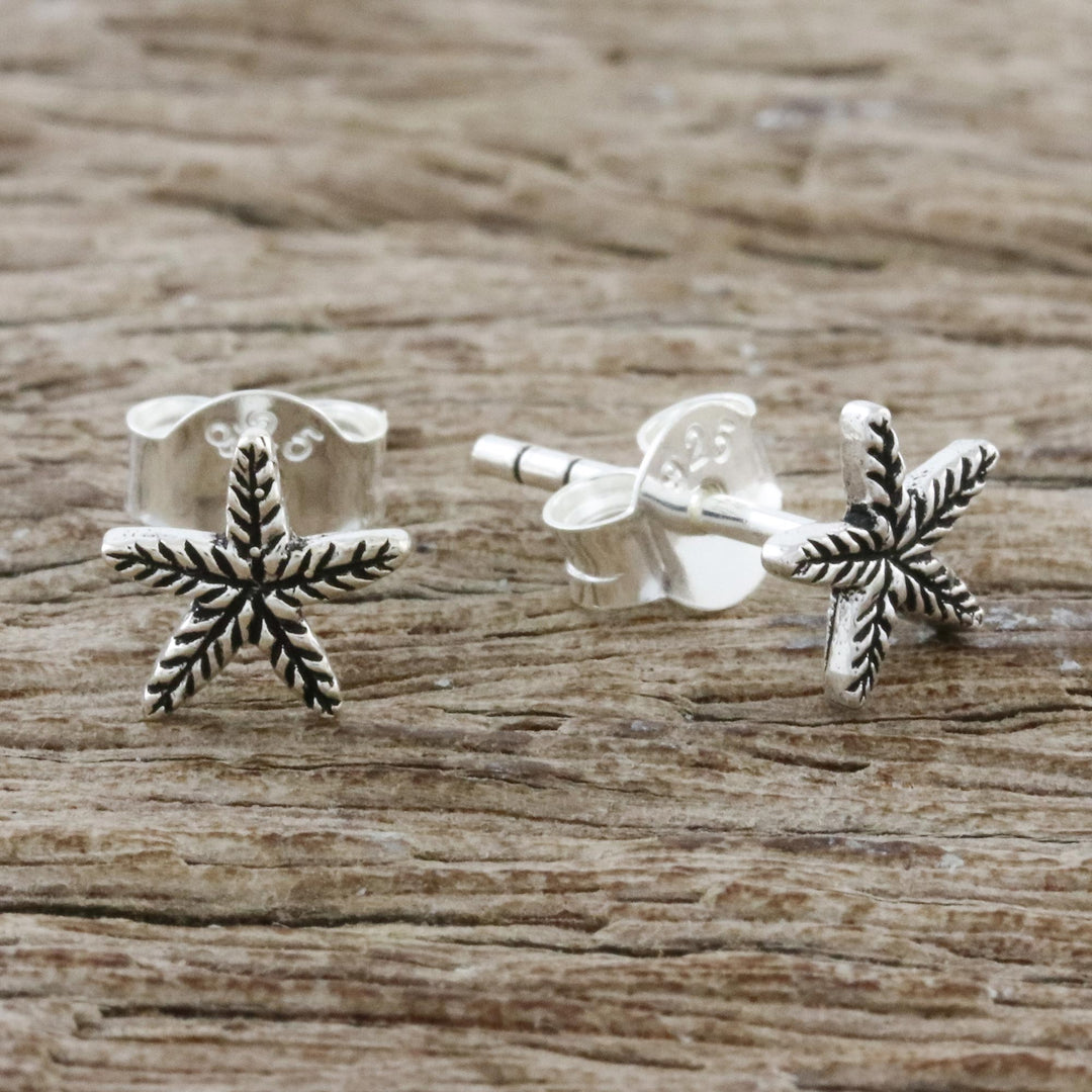 Sterling Silver Starfish Stud Earrings from Thailand - Starfish Charm