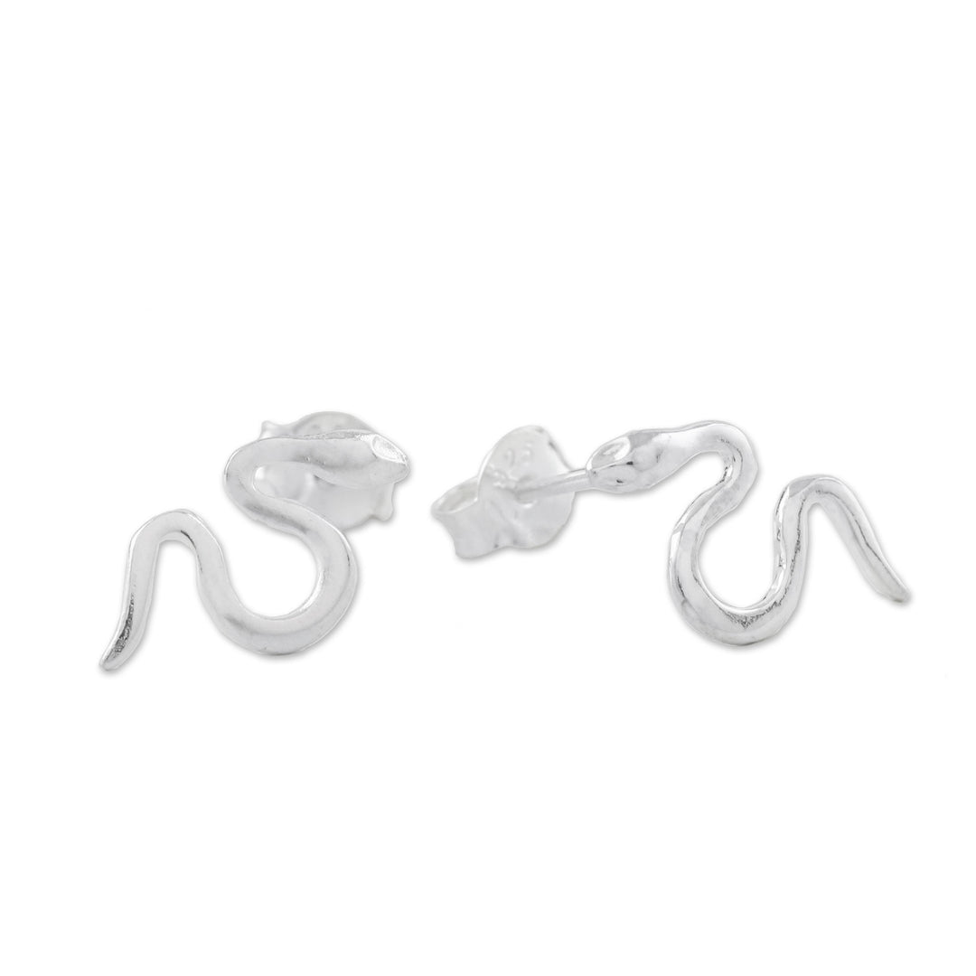 Sterling Silver Friendly Serpents Drop Post Earrings - Friendly Serpents