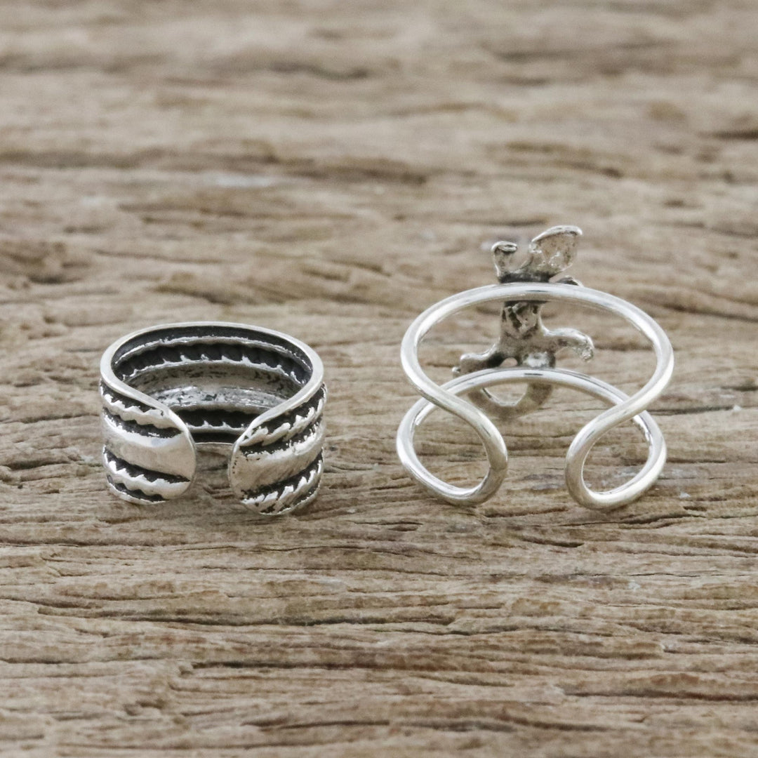 Sterling Silver Lizard Ear Cuffs from Thailand - Little Lizard