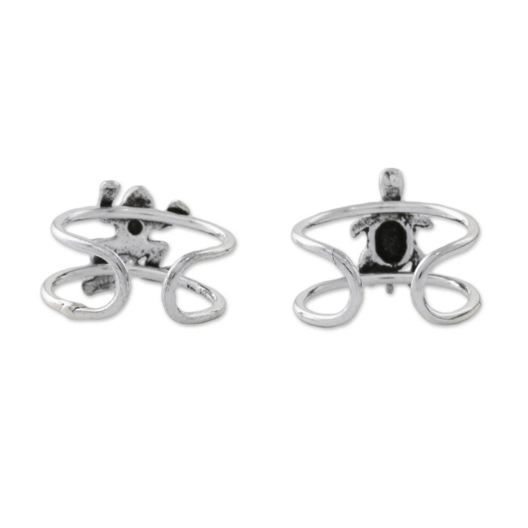Frog and Turtle Sterling Silver Ear Cuffs from Thailand - Frog and Turtle