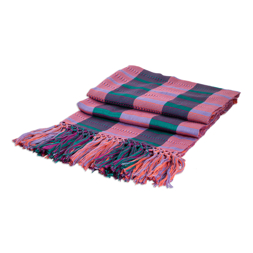 Hand Woven Striped Rayon Wrap Scarf from Guatemala - Sweet Grace