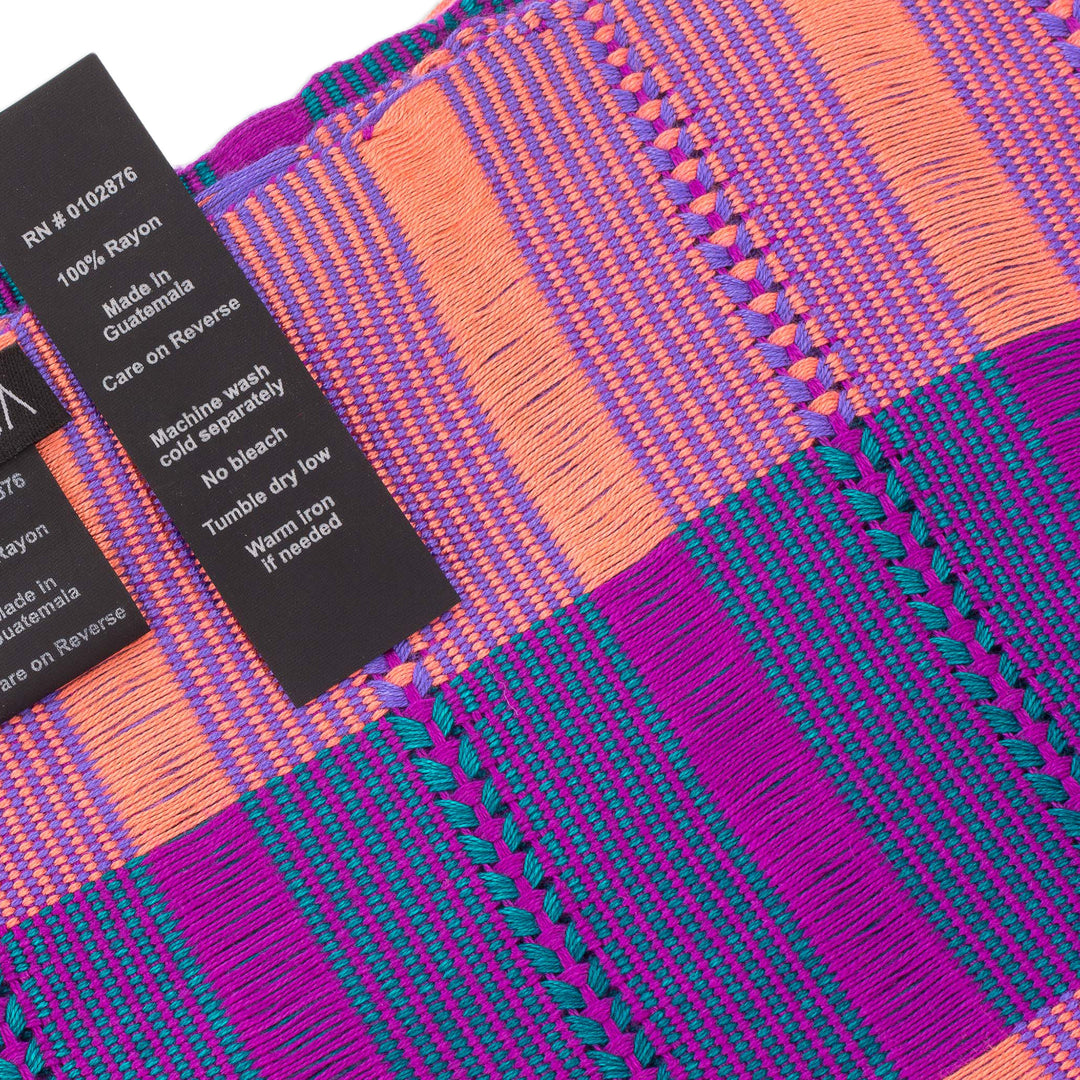 Hand Woven Striped Rayon Wrap Scarf from Guatemala - Sweet Grace