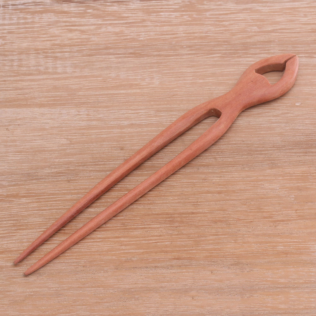 Handcrafted Sawo Wood Hair Pin from Bali - Konde