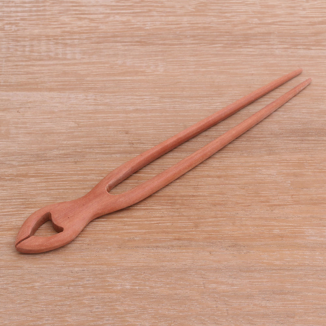 Handcrafted Sawo Wood Hair Pin from Bali - Konde