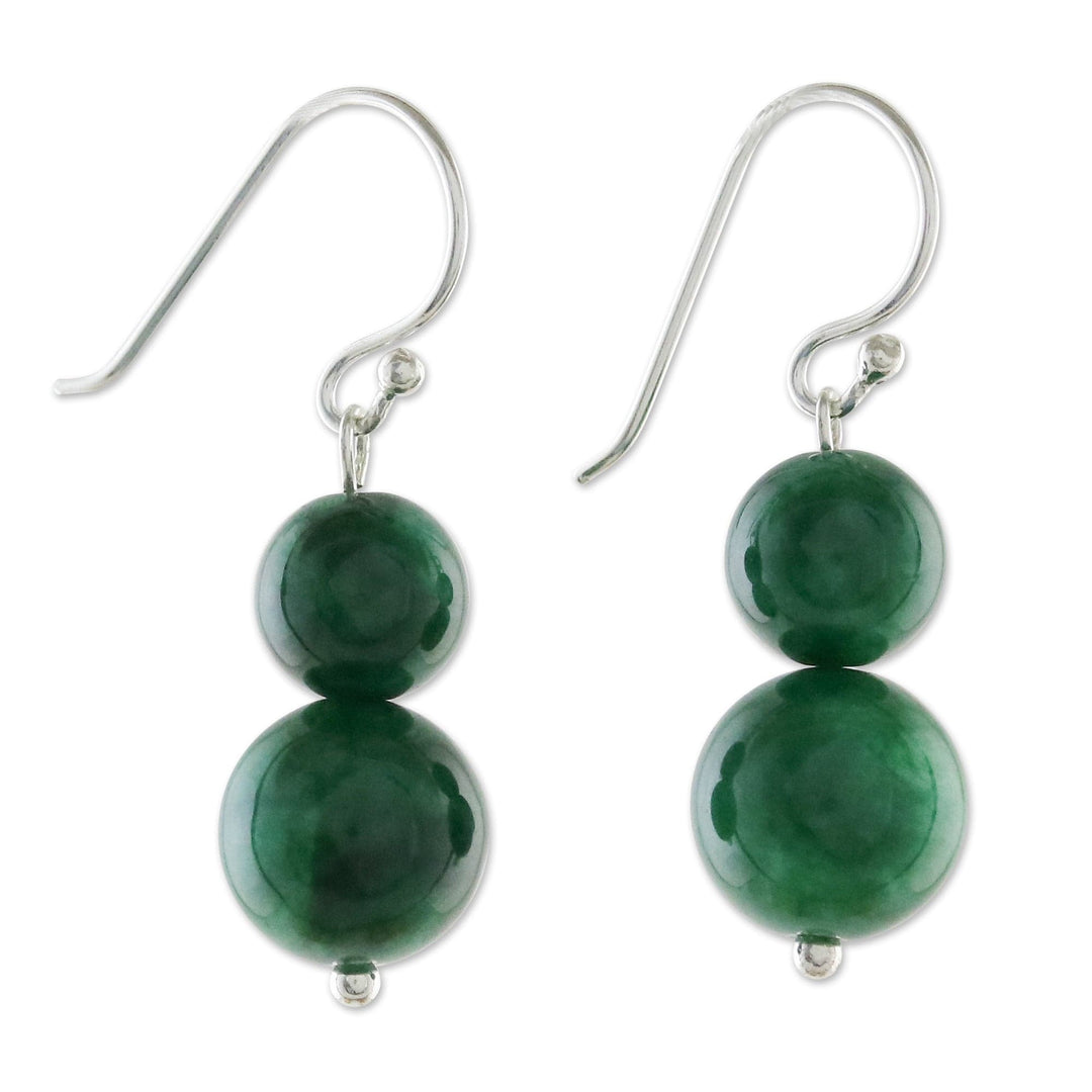 Green Quartz Beaded Dangle Earrings from Thailand - Jungle Spheres