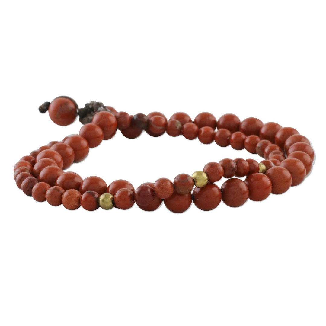 Adjustable Jasper Beaded Bracelet from Thailand - Double Beauty