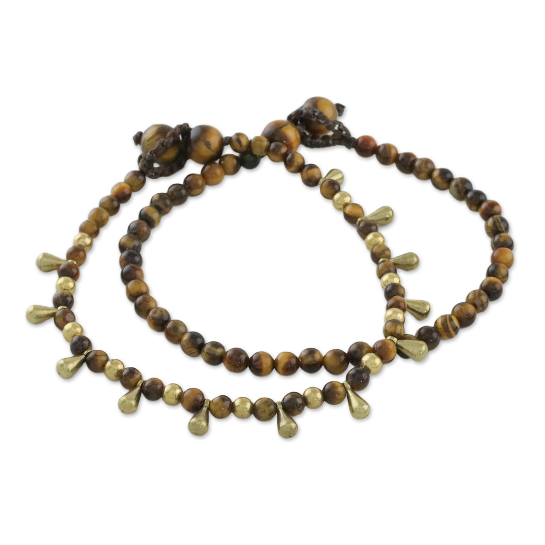Tiger's Eye Beaded Bracelets from Thailand (Pair) - Beautiful Forever