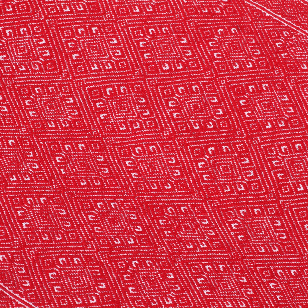 Handwoven Cotton Table Runner in Chili from Mexico - Chili Geometry