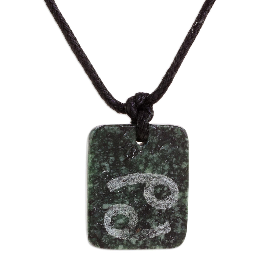 Jade Zodiac Cancer Pendant Necklace from Guatemala - Verdant Cancer