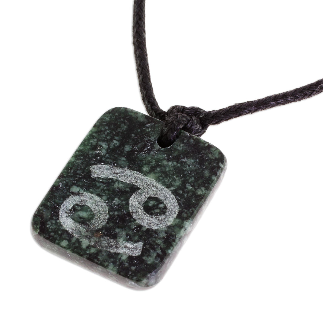 Jade Zodiac Cancer Pendant Necklace from Guatemala - Verdant Cancer