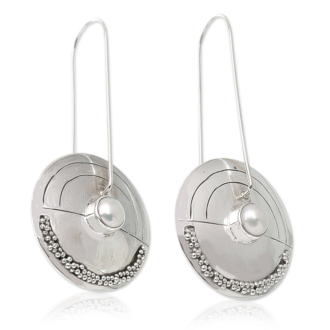 Modern Pearl Sterling Silver Drop Earrings - Moonlight Sand