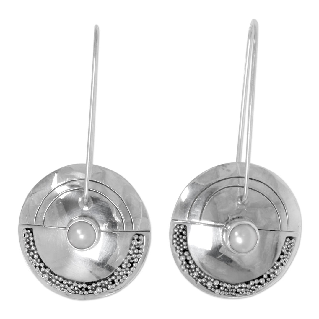 Modern Pearl Sterling Silver Drop Earrings - Moonlight Sand