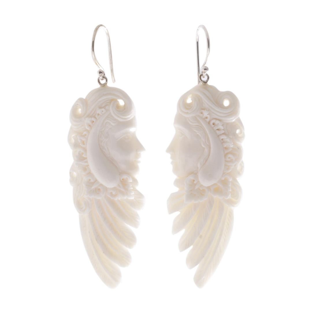 Bone Dangle Earrings of a Sibetan Woman from Bali - Sibetan Woman