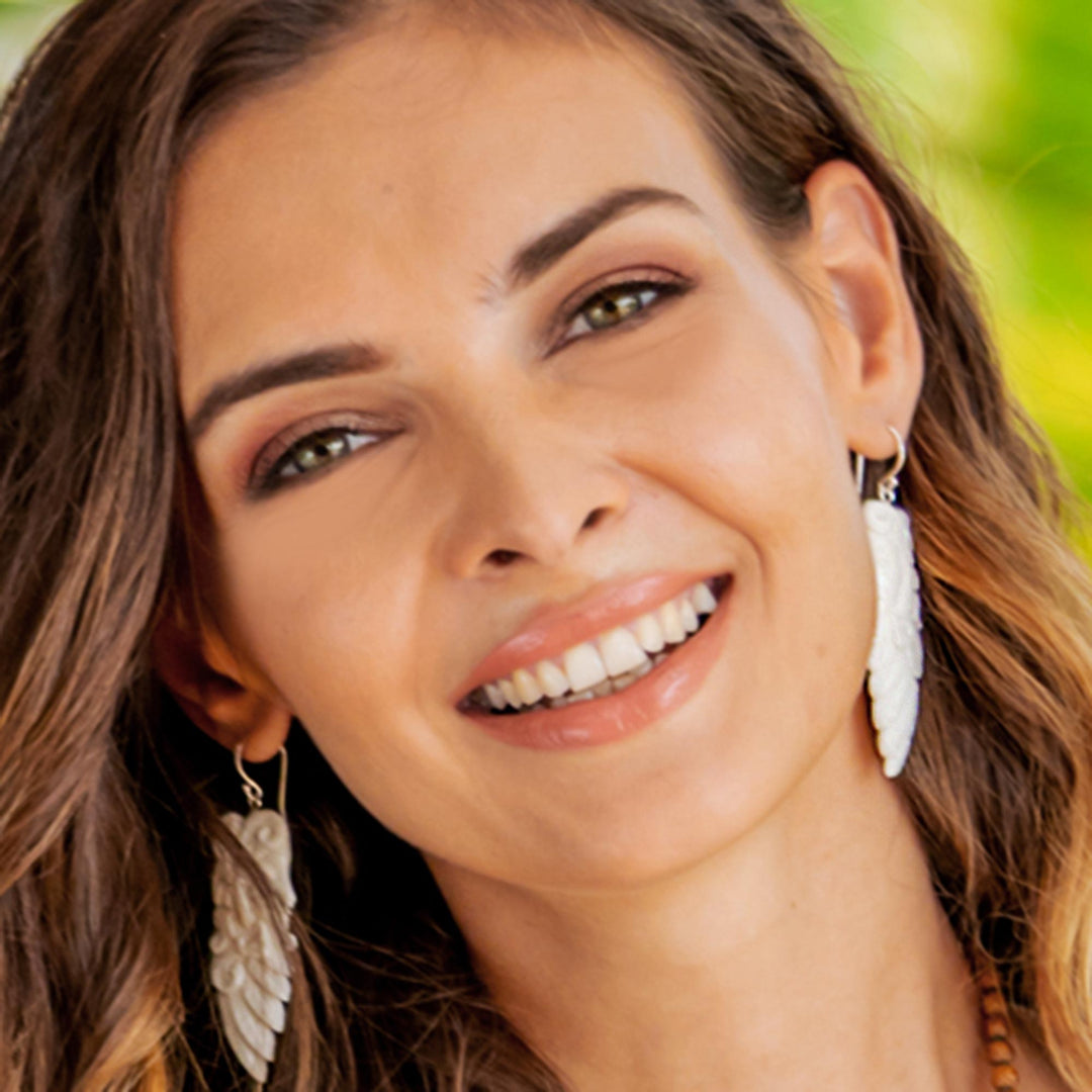 Bone Dangle Earrings of a Sibetan Woman from Bali - Sibetan Woman