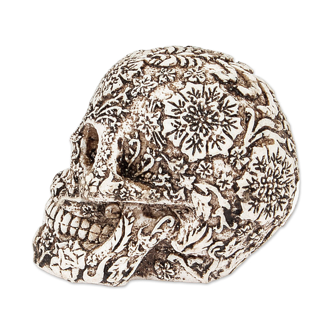 Handcrafted Ceramic Mini Skull Figurine from Mexico - Skull Mystery