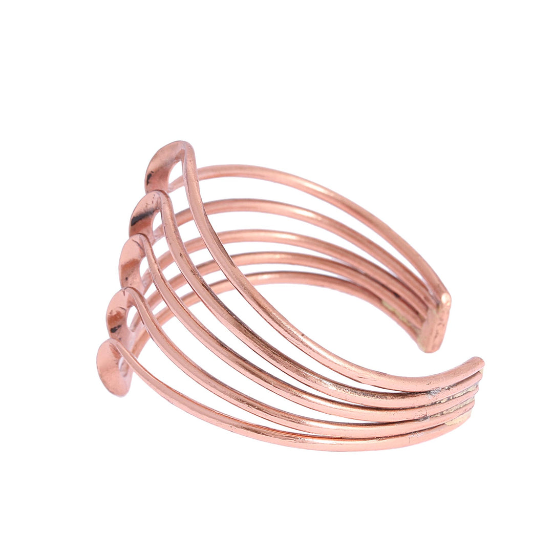 Modern Handcrafted Copper Cuff Bracelet from Mexico - Brilliant Waves