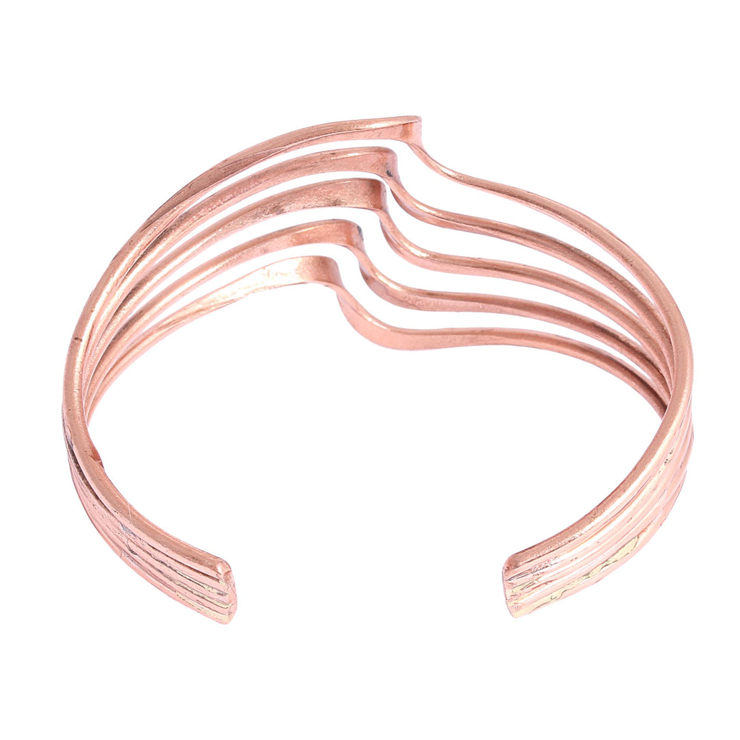 Modern Handcrafted Copper Cuff Bracelet from Mexico - Brilliant Waves