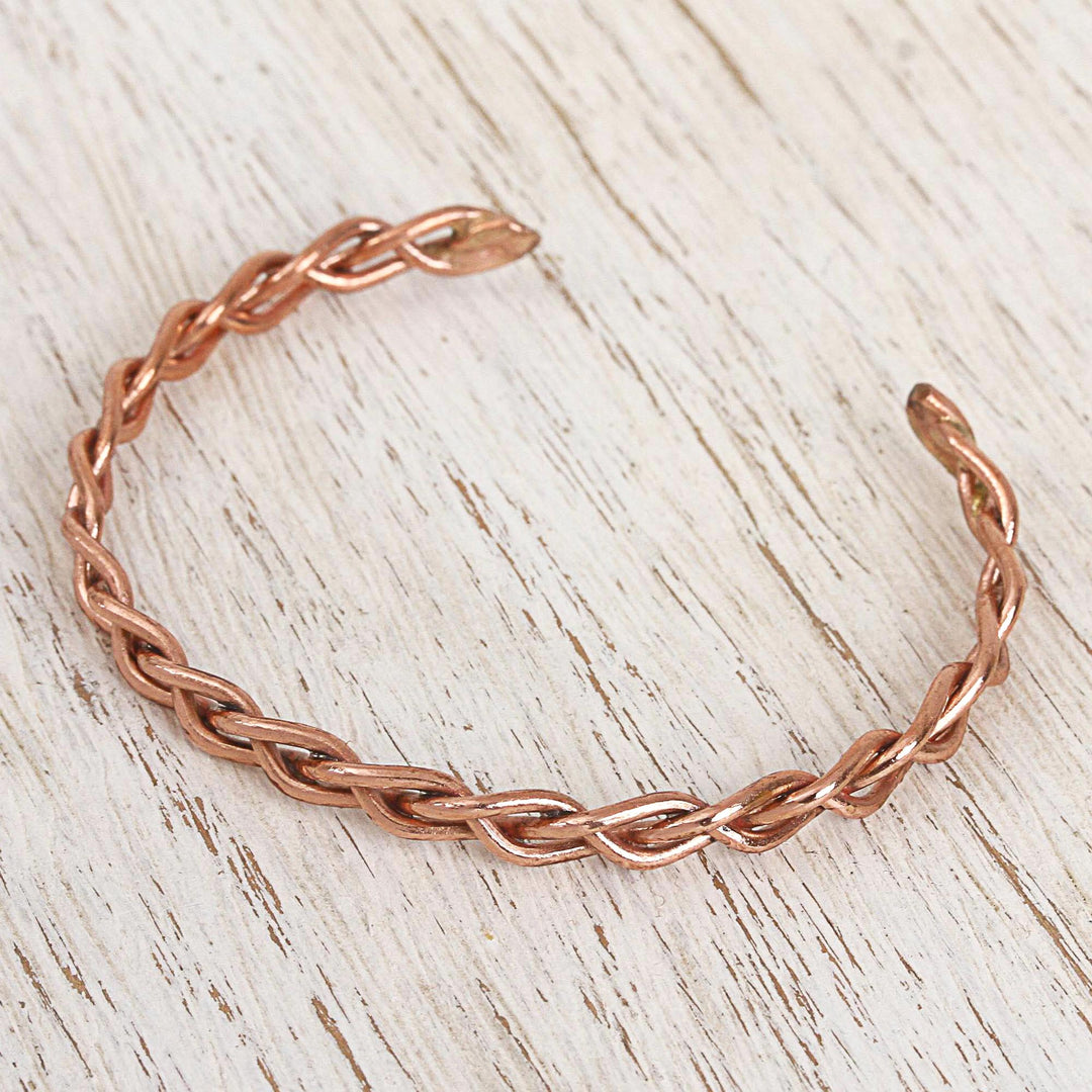 Handcrafted Braided Copper Cuff Bracelet from Mexico - Brilliant Braid