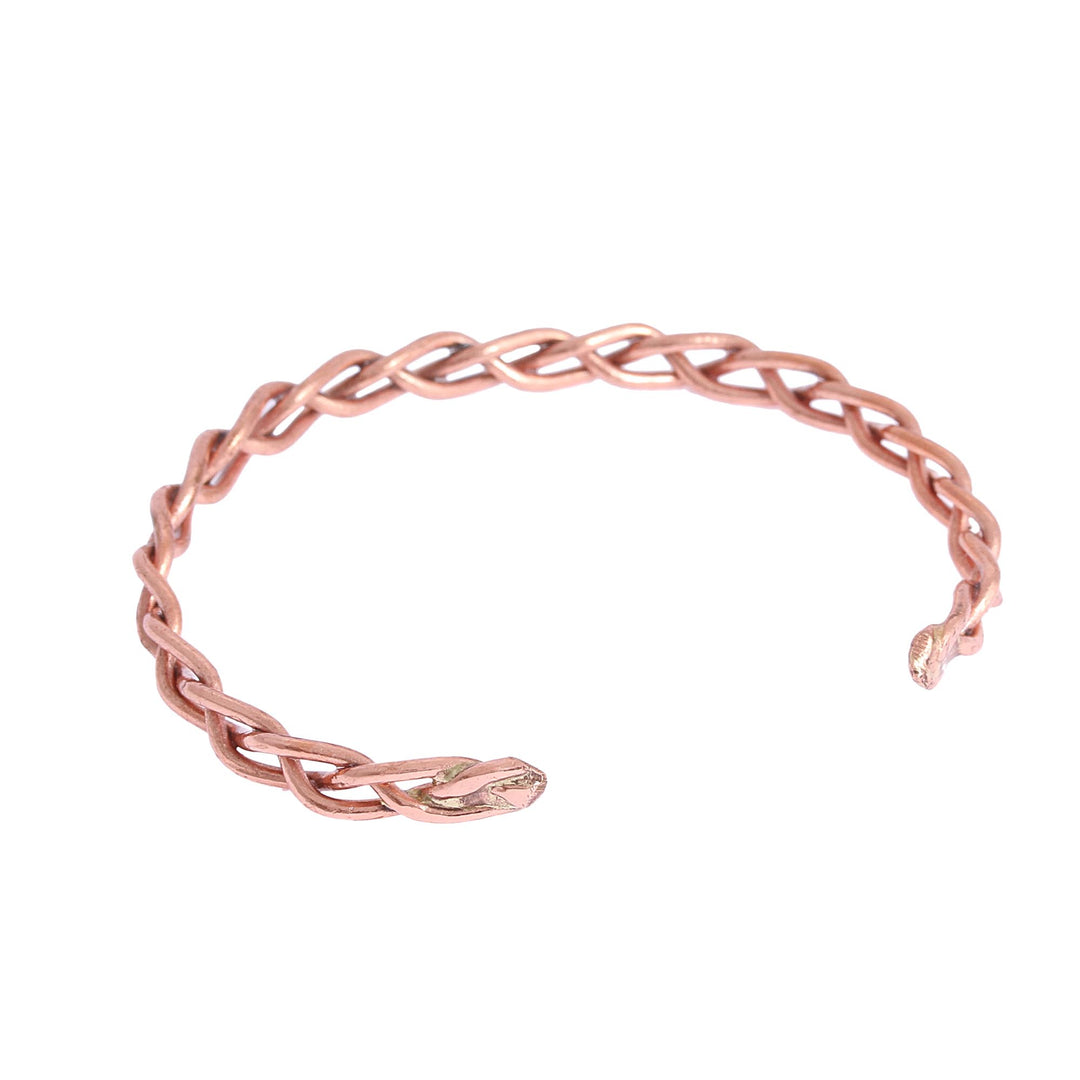 Handcrafted Braided Copper Cuff Bracelet from Mexico - Brilliant Braid