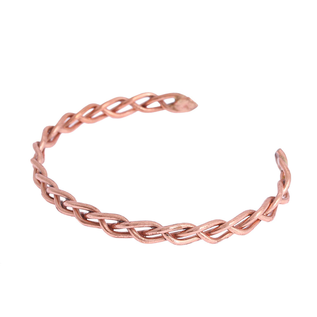 Handcrafted Braided Copper Cuff Bracelet from Mexico - Brilliant Braid