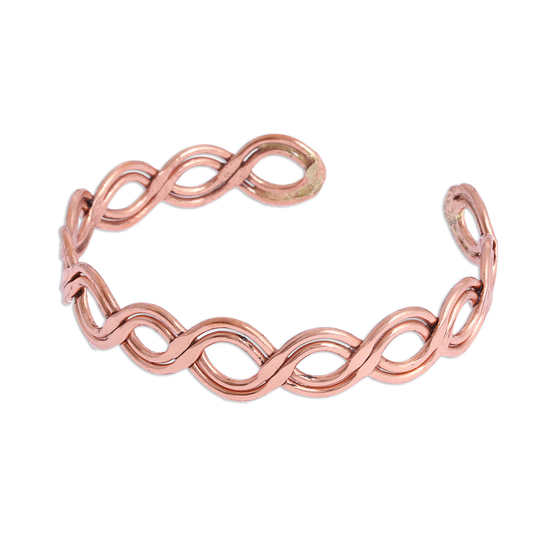 Weave Motif Copper Cuff Bracelet from Mexico - Brilliant Beauty