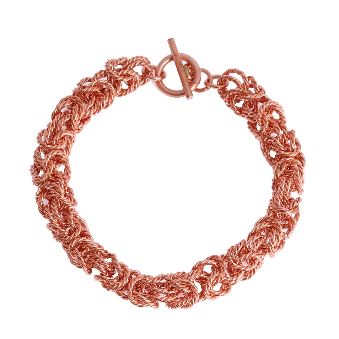 Handcrafted Copper Rope Motif Chain Bracelet from Mexico - Bright Twist