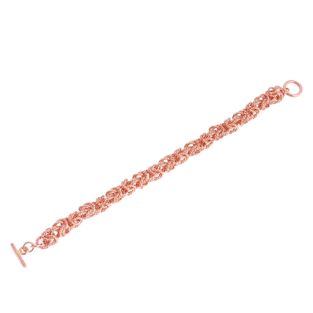 Handcrafted Copper Rope Motif Chain Bracelet from Mexico - Bright Twist