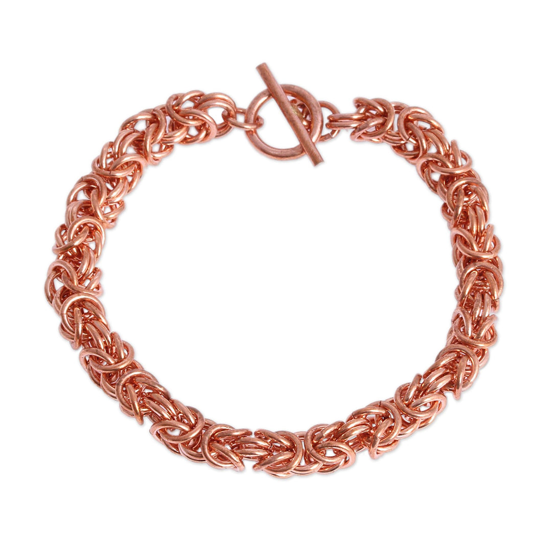 Handcrafted Copper Byzantine Chain Bracelet from Mexico - Bright Creativity