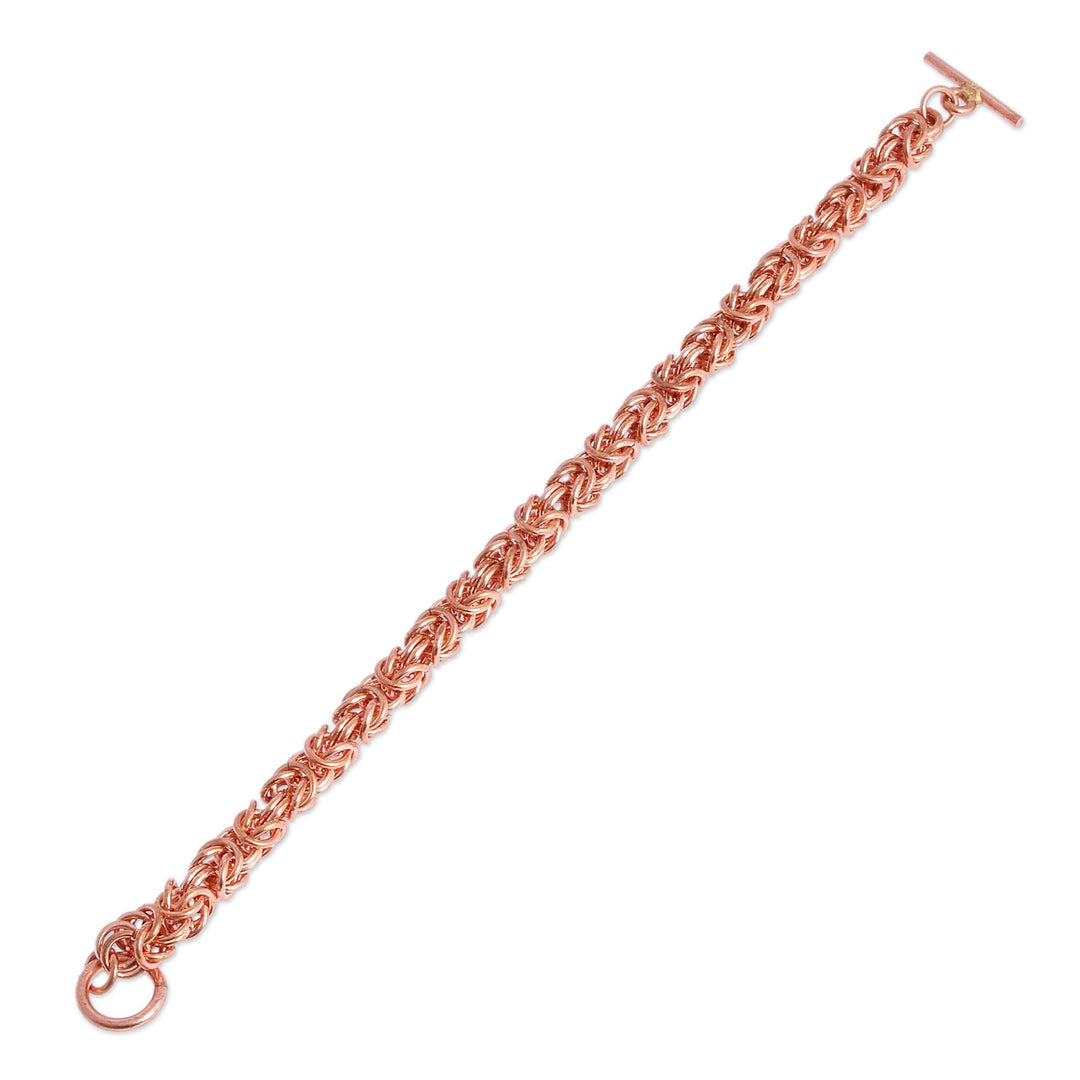 Handcrafted Copper Byzantine Chain Bracelet from Mexico - Bright Creativity