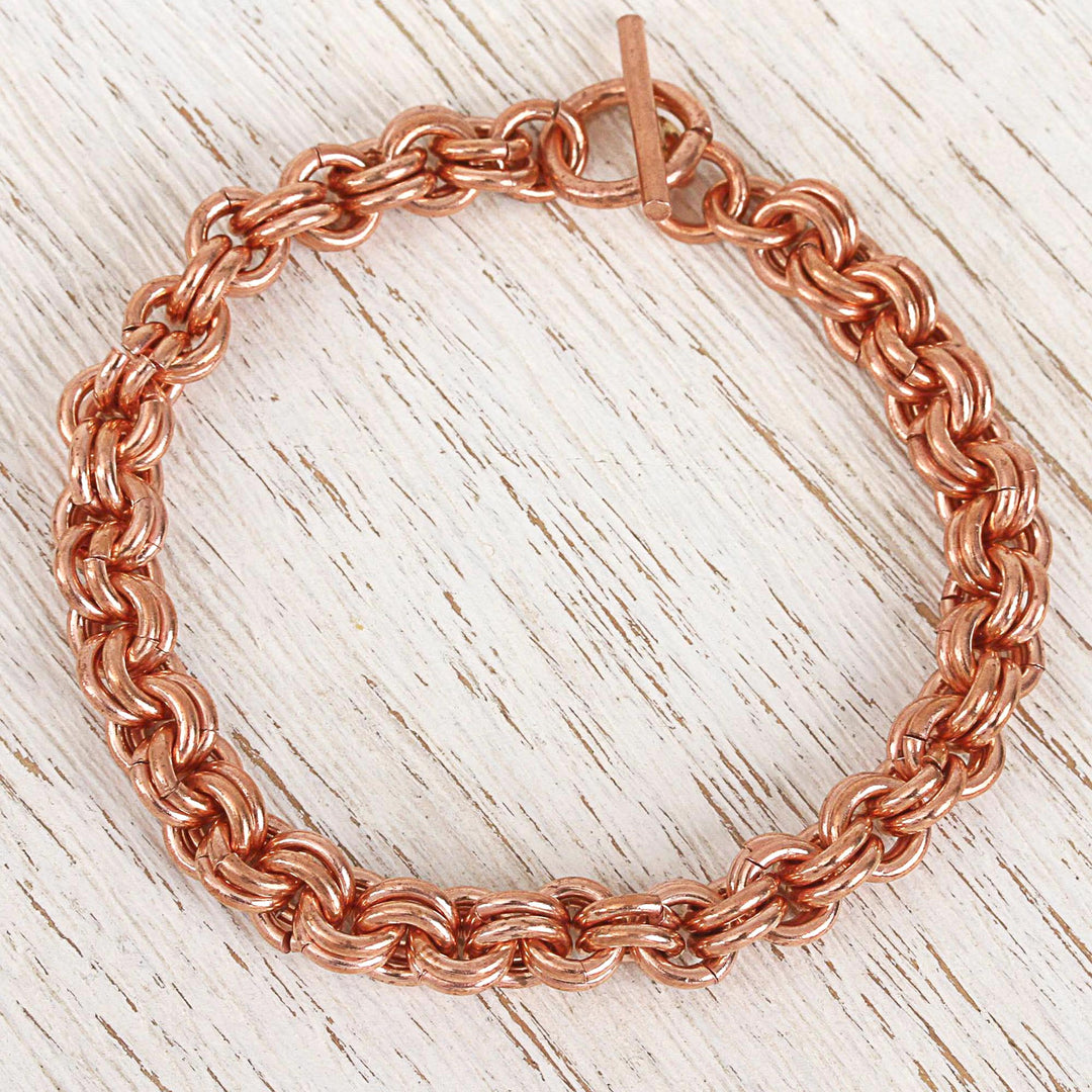 Handcrafted Copper Rolo Chain Bracelet from Mexico - Bright Imagination