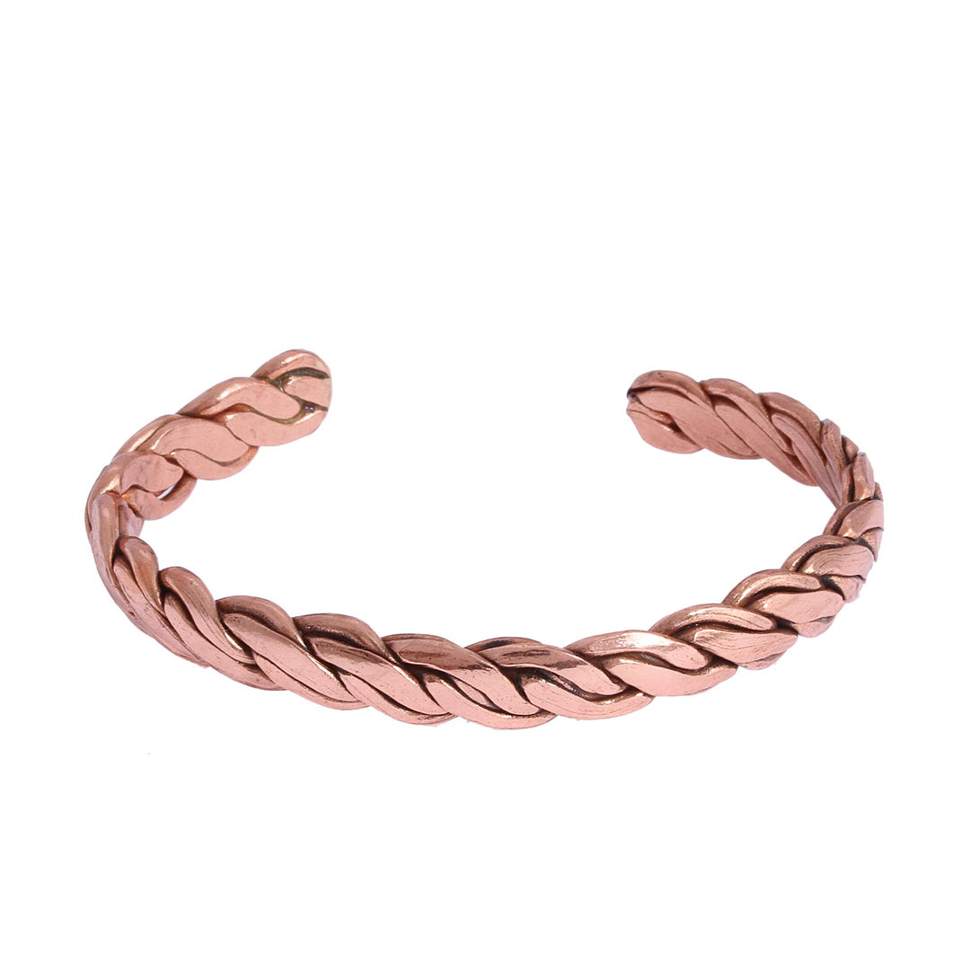 Handcrafted Braided Copper Cuff Bracelet from Mexico - Brilliant Bond