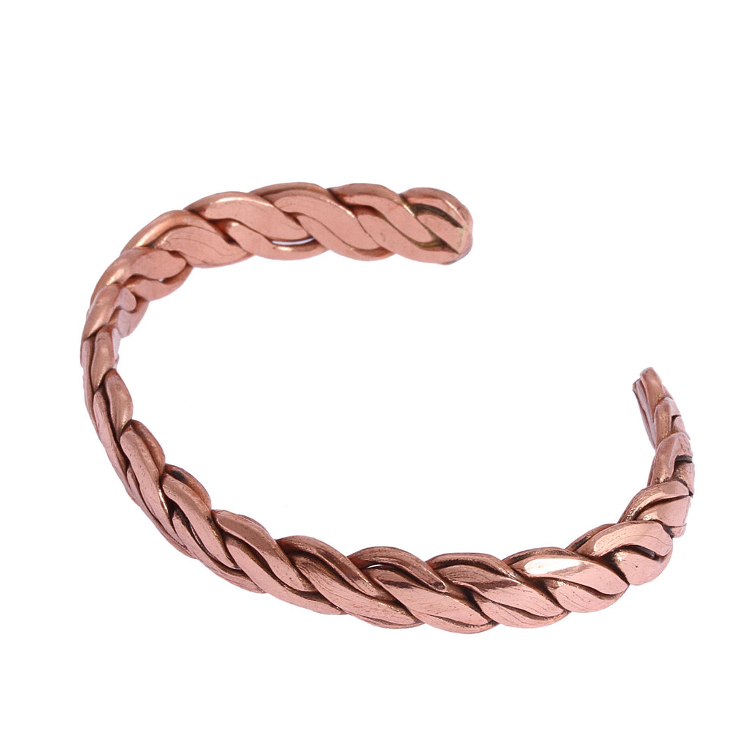 Handcrafted Braided Copper Cuff Bracelet from Mexico - Brilliant Bond